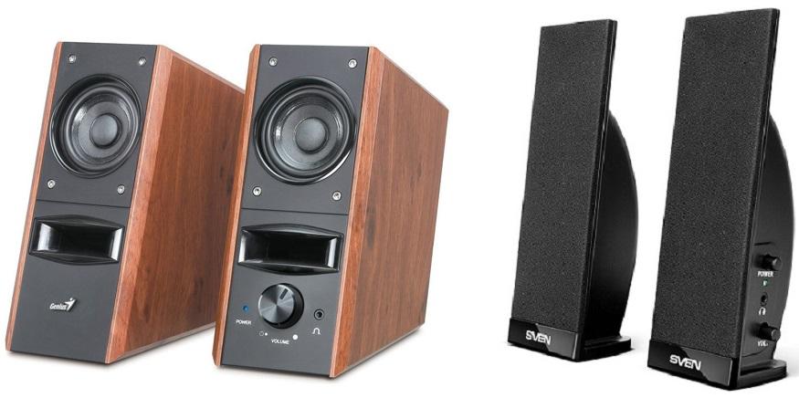 haut-parleurs en bois et en plastique